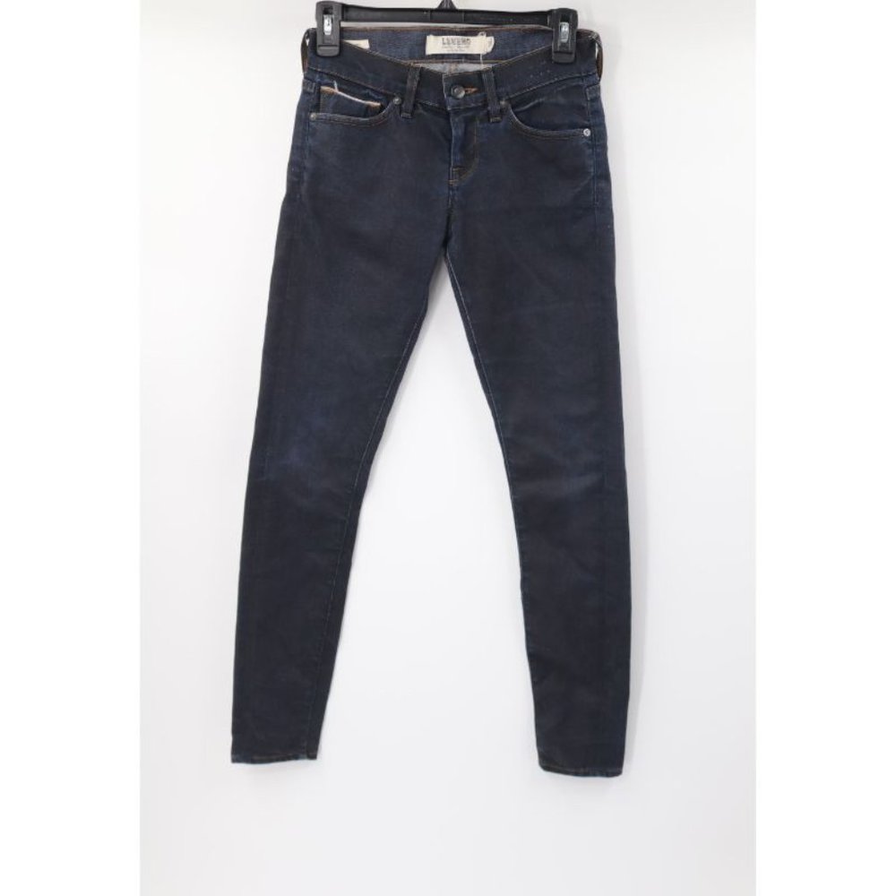 lucky brand selvedge womens 25x29 candiani legend charlie skinny jeans dark blue